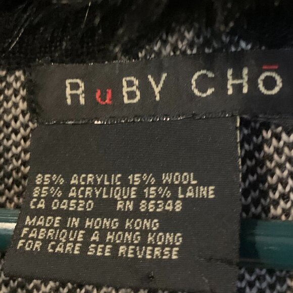 VTG Ruby Cho Animal Print Wool Cardigan w/Detachable Collar Button Front. - Picture 2 of 3